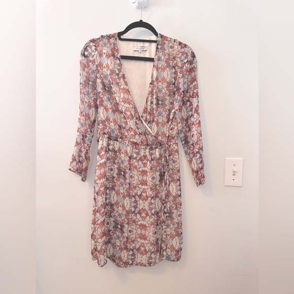 Waverly Grey Stained Glass Mini Wrap Dress - Size 2 - Picture 5 of 13